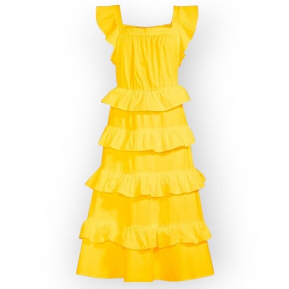 Rachel Parcell Marigold Ruffle Cotton Midi-Dress Size 14 NWOT Ray of Sunshine - Picture 3 of 15